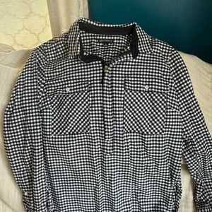 J Crew Mercantile half zip plaid shirt